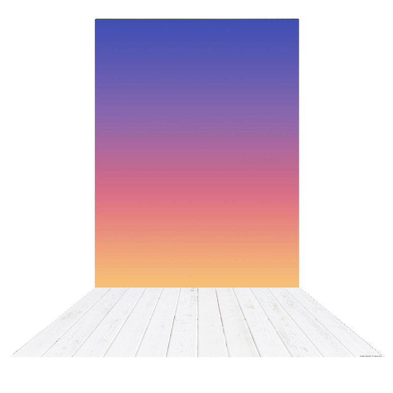 Kate Abstrakter Farbverlauf Blau zu Orange Hintergrund  + Weiße Holzgummimatte für Neugeborene - Kate Backdrop.de
