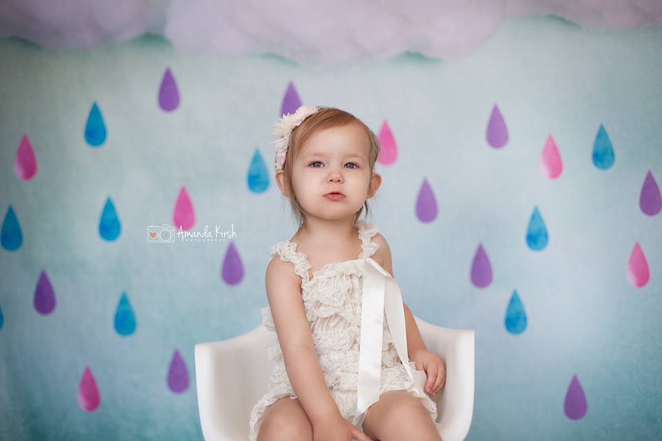 Kate-Wolken und farbiger Regen-Babyparty-Hintergrund für die Fotografie entworfen von Jerry_Sina - Kate Backdrop.de
