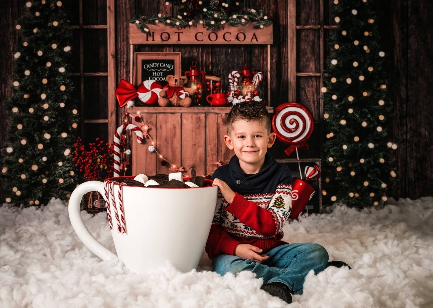Kate Weihnachten Baum Hintergrund Winter Hot Cocoa von Emetselch - Kate Backdrop.de