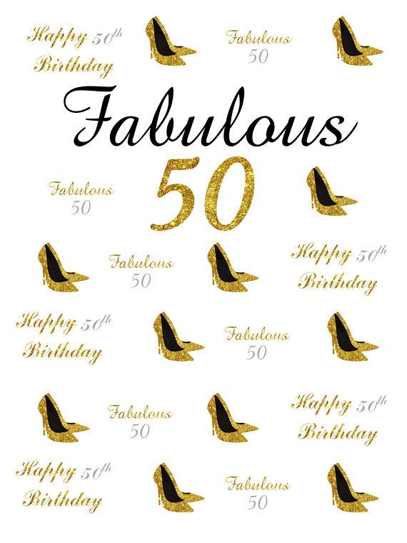 Katebackdrop：Kate 50th Birthday Gold Custom Step and Repeat Photo Backgrounds for Party