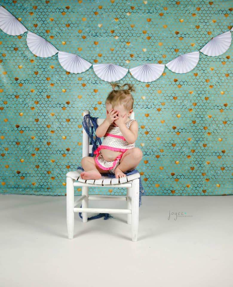 Kate-Baby-Dusche-Blau-Grün-goldene KauseLungs-Hintergrund für die Fotografie entworfen von Mini MakeBelieve - Kate Backdrop.de