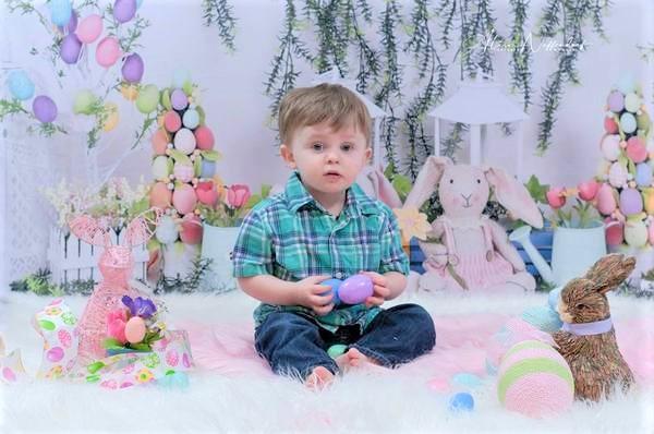 Kate Ostern mit Kaninchen Blumenhintergrund für Fotografie - Kate Backdrop.de