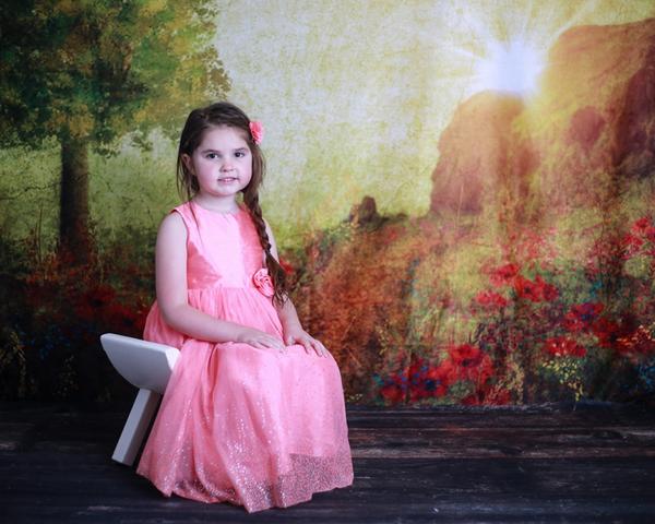 Kate-Sommer, der Vintagen Sonnenaufgang Hintergrund für die Fotografie entwirft von Marina Smith malt - Kate Backdrop.de