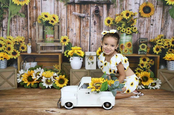 Kate Sonnenblume Geschenk Geschäft Holz Sommer Hintergrund - Kate Backdrop.de