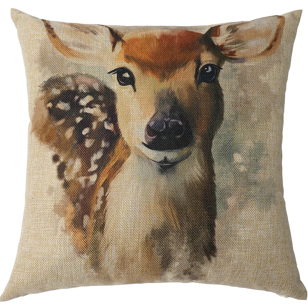 Katebackdrop：Kate Hand Painting Deer Decorative Pillow cases 18 x 18 Inches Square Decor Cushion Cover Throw Pillow Cover