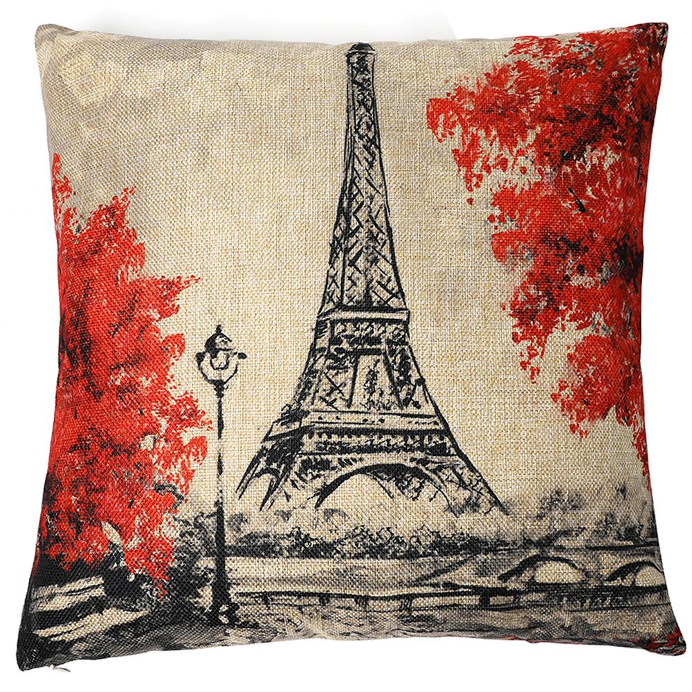 Katebackdrop：Kate Pillow Cover Paris Eiffel Throw Pillow Covers Decorative Pillowcase for Couch 18 x 18 Inches Oil Painting Cotton Linen Blend Pillows Cases