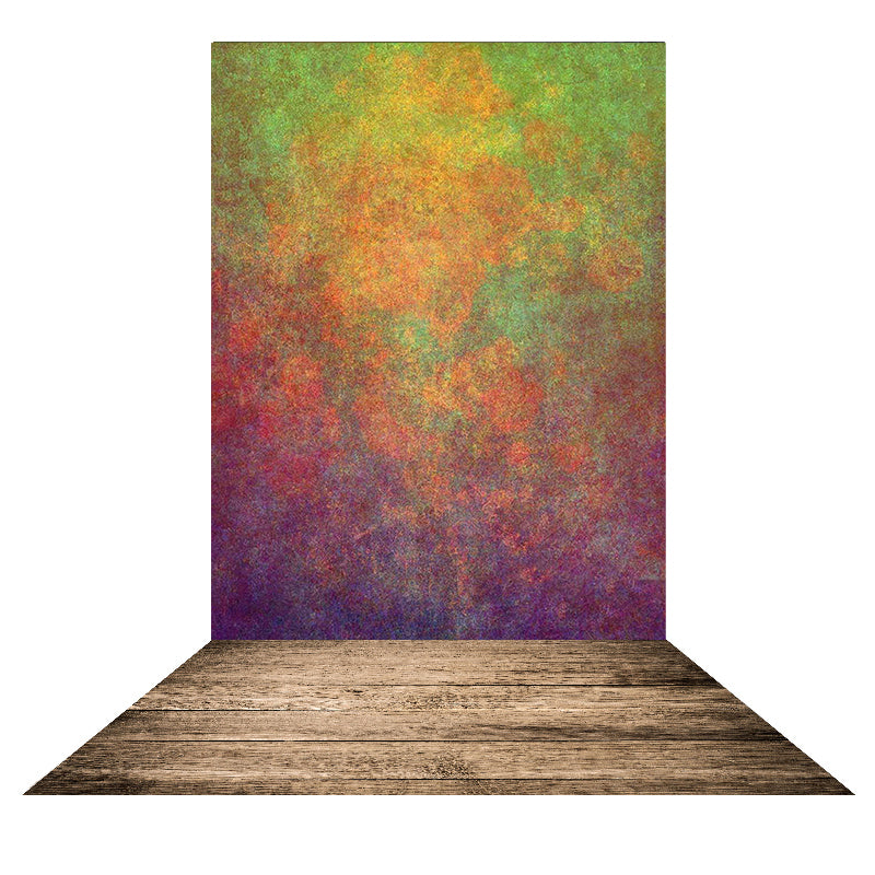 Kate Abstrakter rostiger orange-grüner strukturierter Hintergrund + braun Holzgummimatte Bodenmatte