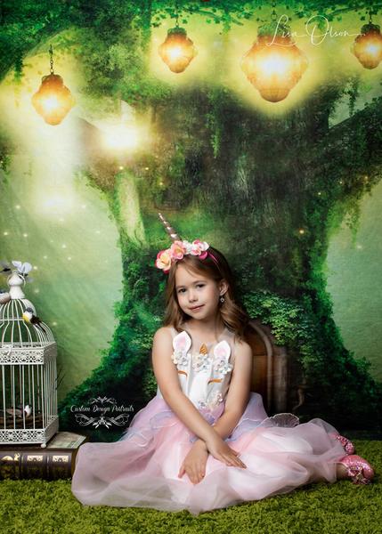 Kate Spirit Fairy Tree House Wald Kinder Hintergrund für Fotografie Designed by JFCC - Kate Backdrop.de