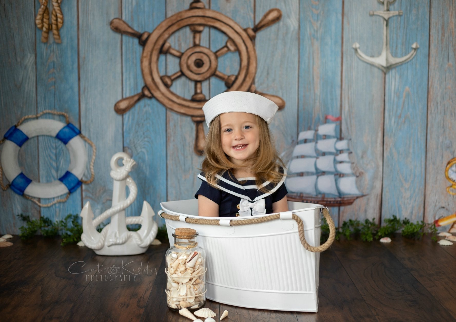 Kate Adventure Nautical Sailor Kinder Hintergrund für Fotografie Designed by JFCC - Kate Backdrop.de