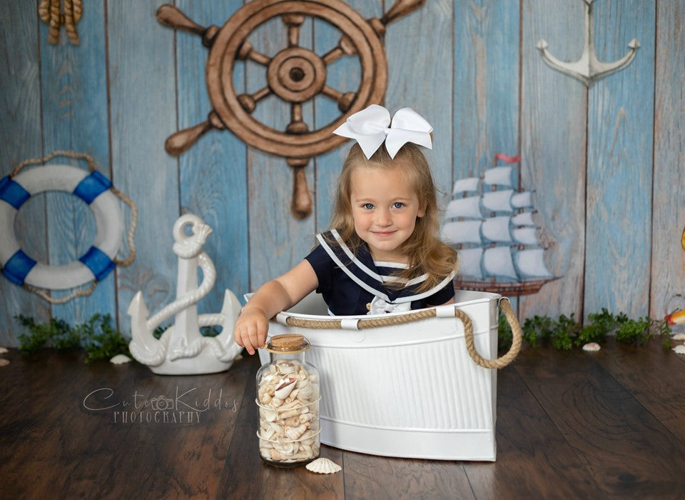 Kate Adventure Nautical Sailor Kinder Hintergrund für Fotografie Designed by JFCC