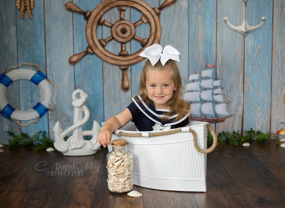 Kate Adventure Nautical Sailor Kinder Hintergrund für Fotografie Designed by JFCC - Kate Backdrop.de