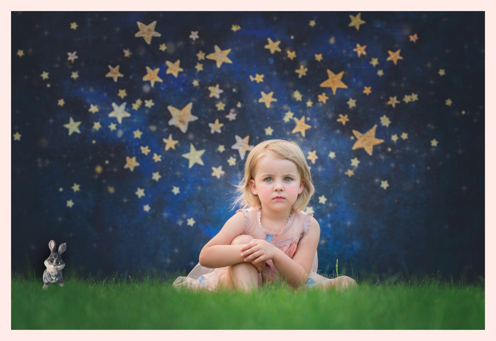 Kate Nachthimmel mit Gold Sterne Kinder Geburtstag Hintergrund für Fotografie von Mandy Ringe Fotografie - Kate Backdrop.de