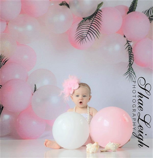 Kate rosa Luftballons Girlande Geburtstag Hintergrund für Fotografie von Megan Leigh Photography