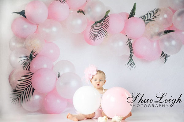 Kate rosa Luftballons Girlande Geburtstag Hintergrund für Fotografie von Megan Leigh Photography