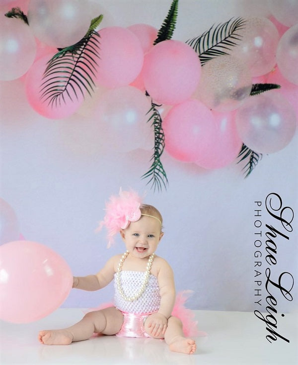 Kate rosa Luftballons Girlande Geburtstag Hintergrund für Fotografie von Megan Leigh Photography