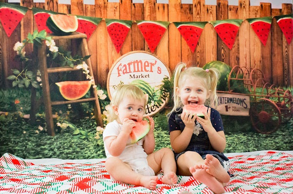 Kate Sunset Zaun mit Wassermelonen Kinder Hintergrund für Fotografie von Stephanie Gabbard