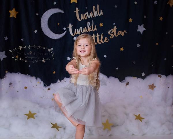Kate Funkeln-Sternnachtkinder-Babyparty-Hintergrund für die Fotografie entworfen von Erin Larkins - Kate Backdrop.de