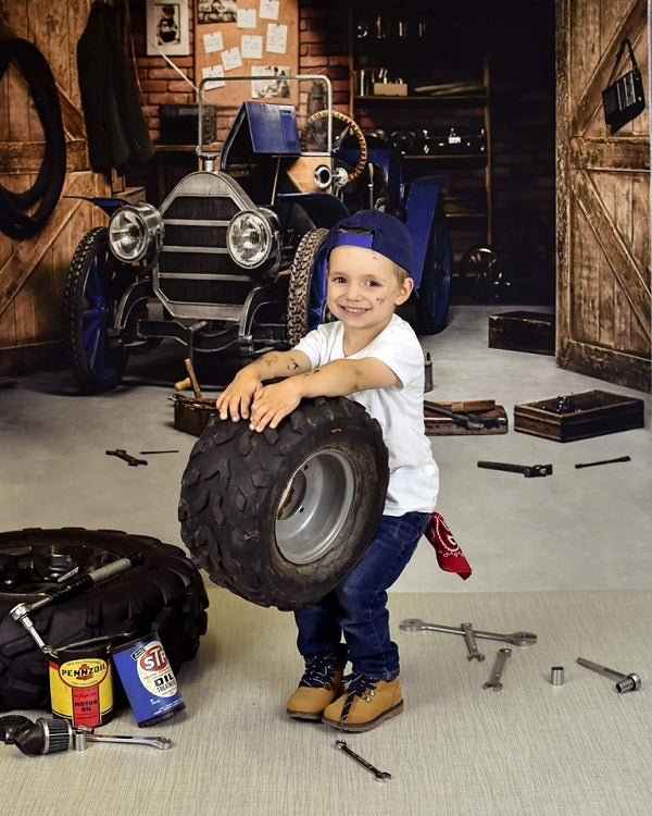 Kate Vatertag Garage Auto Werkstatt Hintergründe für Jungen - Kate Backdrop.de
