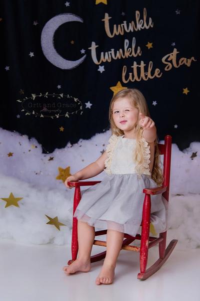 Kate Funkeln-Sternnachtkinder-Babyparty-Hintergrund für die Fotografie entworfen von Erin Larkins - Kate Backdrop.de