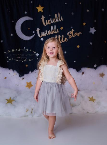 Kate Funkeln-Sternnachtkinder-Babyparty-Hintergrund für die Fotografie entworfen von Erin Larkins - Kate Backdrop.de