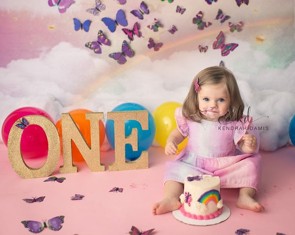 Kate Himmel Wolke Sterne Regenbogen Geburtstag cake smash Hintergrund  von Jerry_Sina