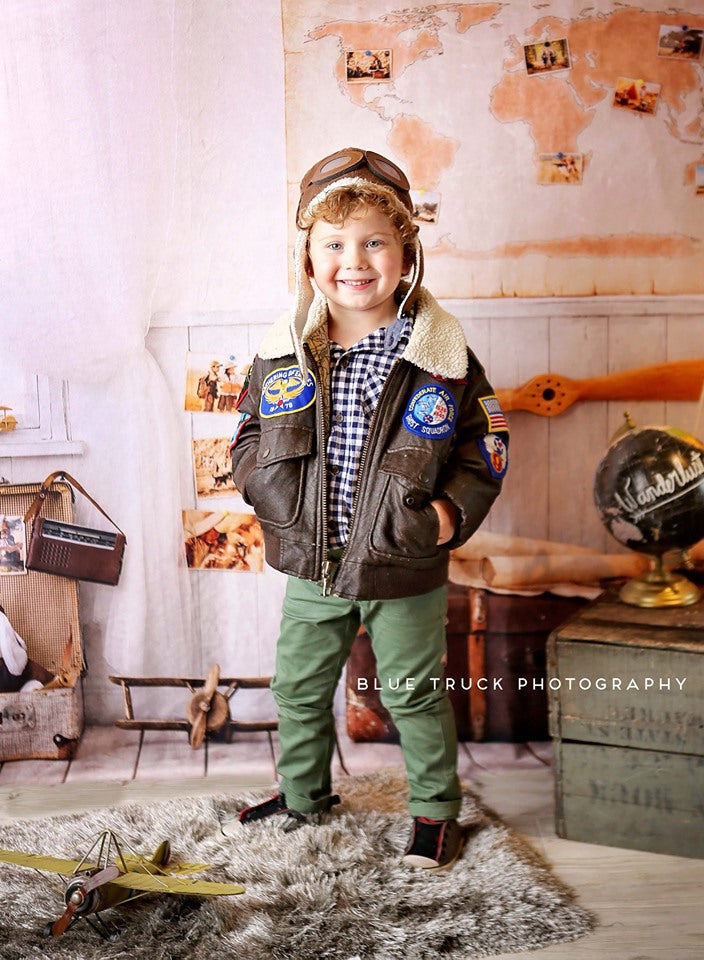 Kate Schulanfang Kinder Abenteurer Pilot Fotohintergrund Schule - Kate Backdrop.de