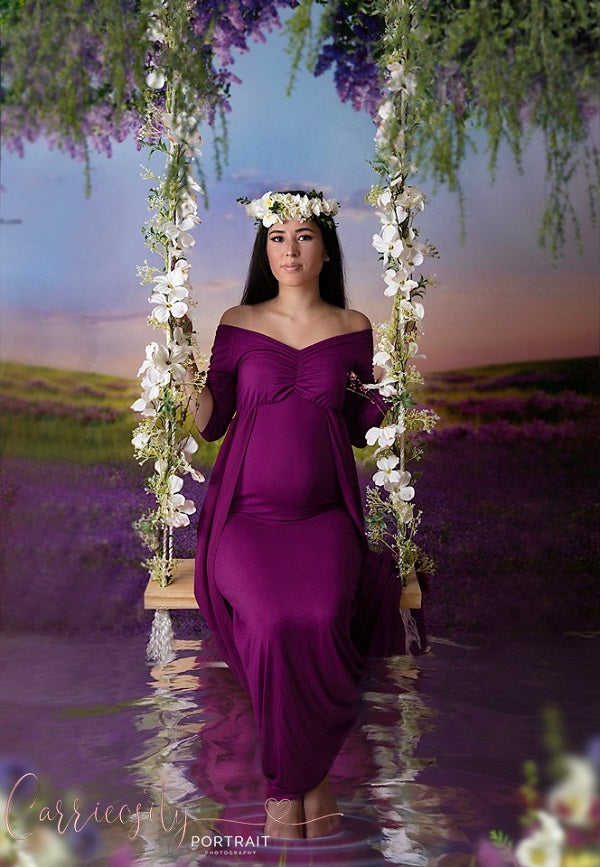 Kate  Landschafts Lavendel mit Sonnenaufgang Hintergrund Hochzeit - Kate Backdrop.de
