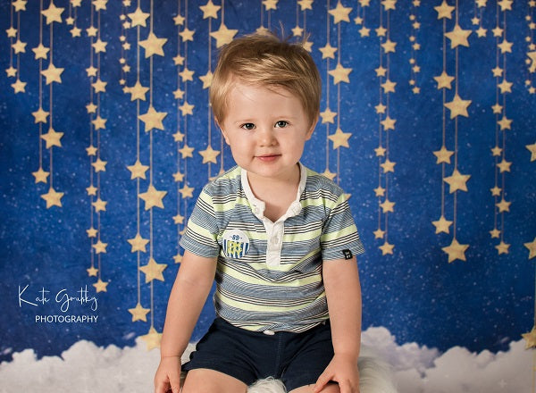 Kate Kinder Babyparty Bule Wand mit Sternen und Wolken Hintergrund für Fotografie von JFCC - Kate Backdrop.de