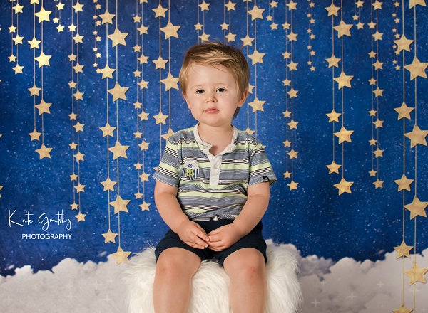 Kate Kinder Babyparty Bule Wand mit Sternen und Wolken Hintergrund für Fotografie von JFCC