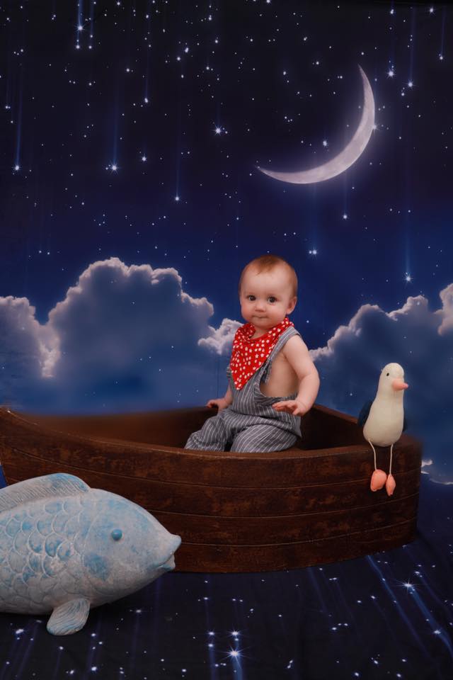 Kate Nächtlicher Himmel mit Mond-und Wolken-Kinderhintergrund für Fotografie