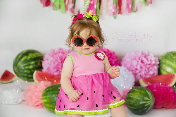 Kate Sommer-rosa und grüner Wassermelonen-Geburtstags-Hintergrund für die Fotografie entworfen von Mandy Ringe Photography
