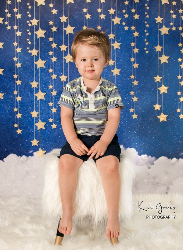 Kate Kinder Babyparty Bule Wand mit Sternen und Wolken Hintergrund für Fotografie von JFCC - Kate Backdrop.de
