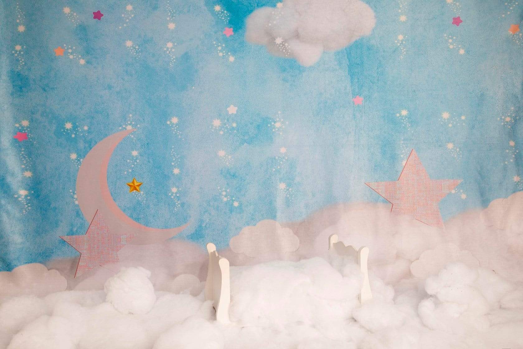 Katebackdrop：Kate Clouds with Moon and Stars Children Backdrop for Photography Designed by JFCC