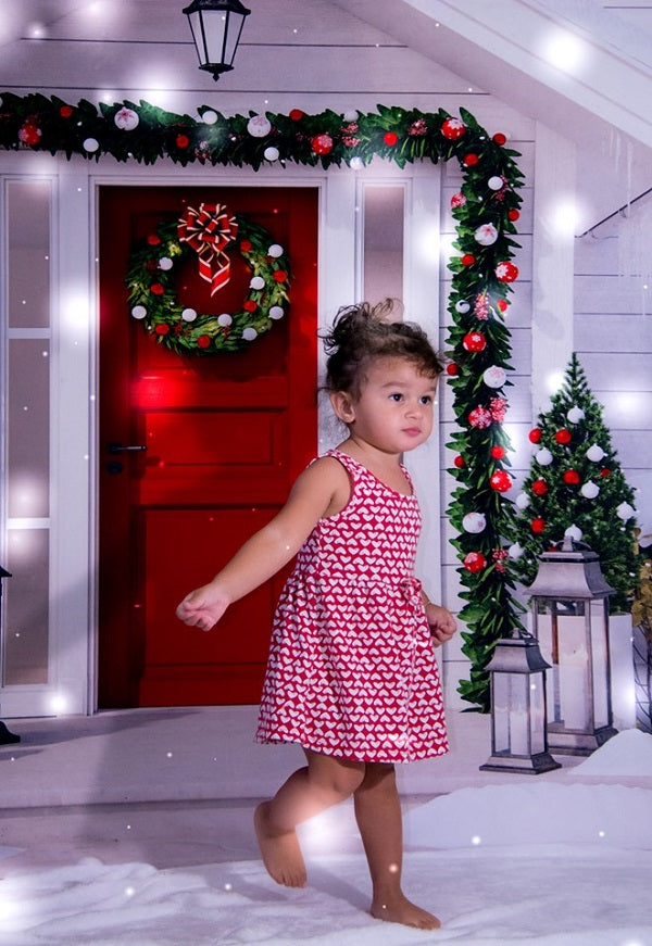 Kate Weihnachten rot Von Weiß Haus mit Bäume Hintergrund für die Fotografie - Kate Backdrop.de