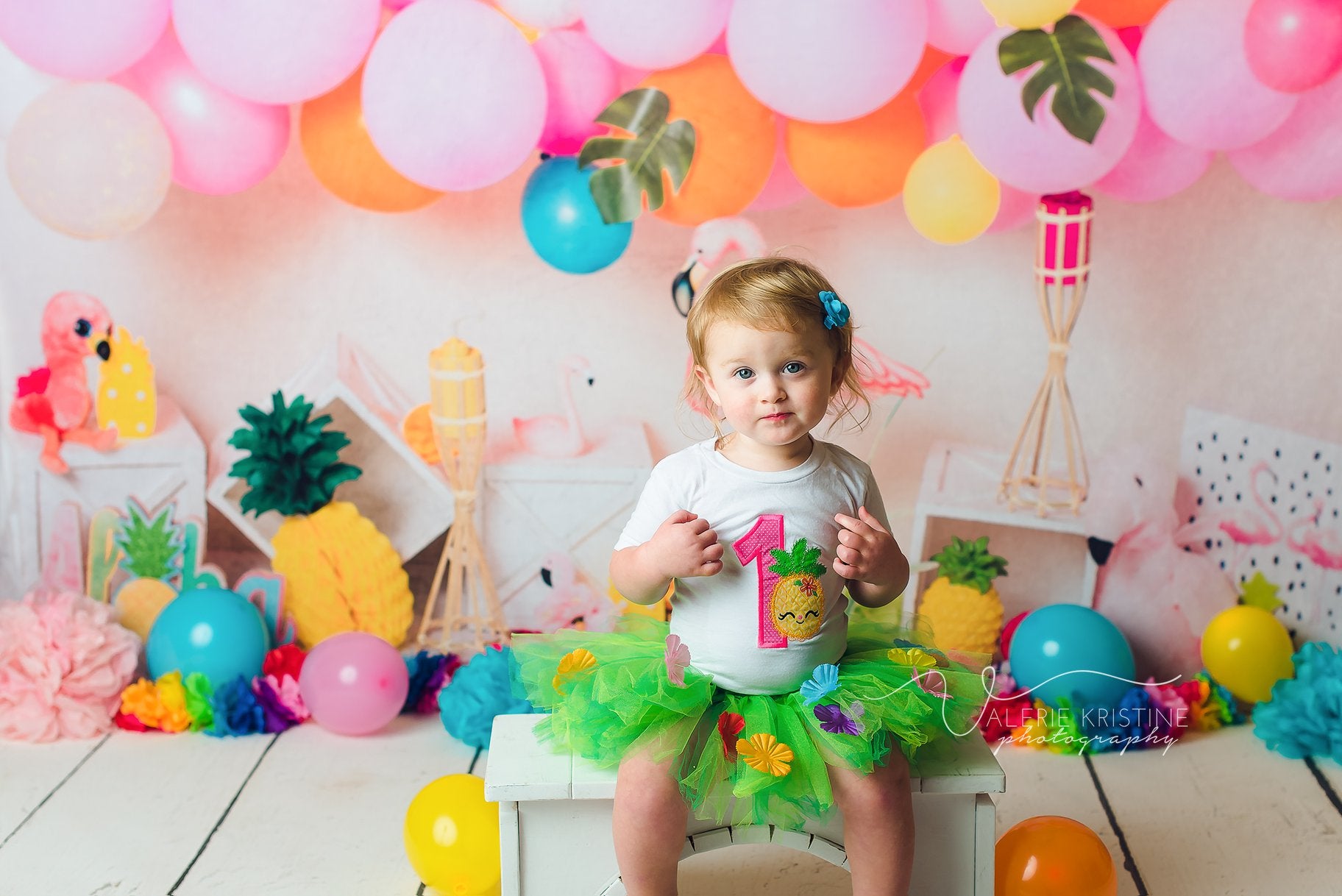 Kate Flamingo-Party Kinder Ballons Hintergrund für Fotografie Entworfen von Laura Lee Fotografie - Kate Backdrop.de