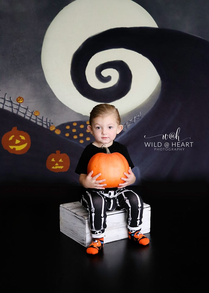 Kate Kinder Halloween Kürbis Garten Alptraum Hintergrund von Leann West entworfen - Kate Backdrop.de