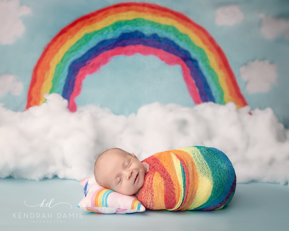 Kate Blauer Hintergrund Regenbogen Kinderkulisse für die Fotografie von Erin Larkins - Kate Backdrop.de