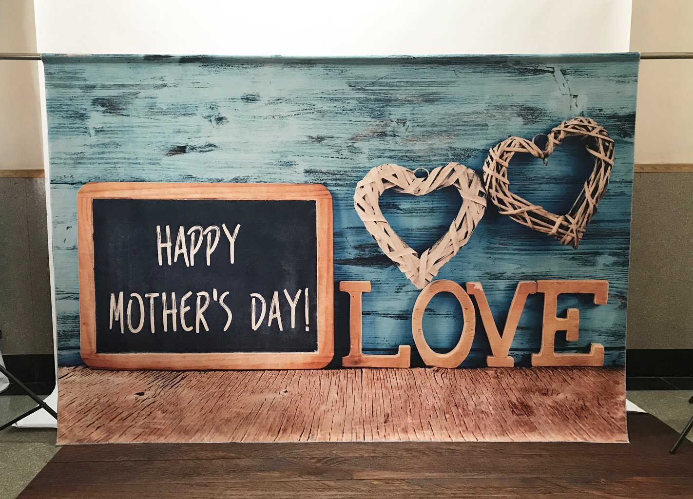 Katebackdrop：Kate Happy Mother's Day Backdrops for Photography Blue Wood Backdrops