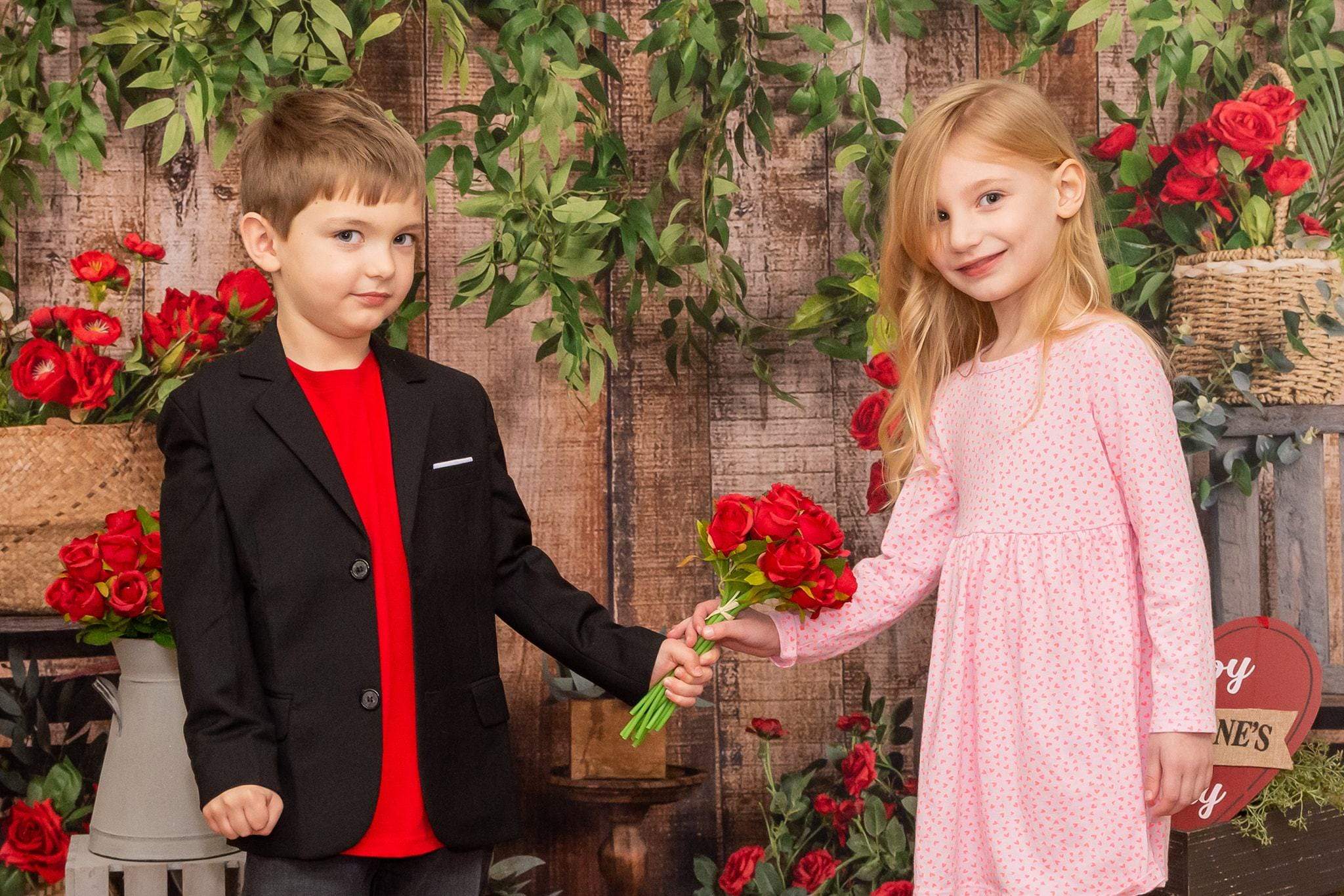 Katebackdrop：Kate Spring Red Flower Wooden Backdrop Designed by Jia Chan Photography