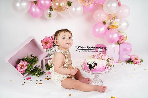 Kate Rosa Luftballons 1st Geburtstag  Hintergrund entworfen von Arica Kirby  Photography - Kate Backdrop.de