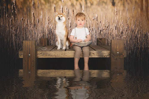 Kate Herbst Schilf Landschaft Hintergrund Entworfen von Pine Park Collection - Kate Backdrop.de
