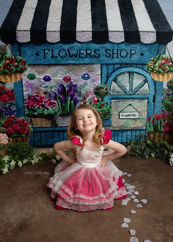 Kate Frühling Blumen Geschäft Hintergrund entworfen von Claire Photography