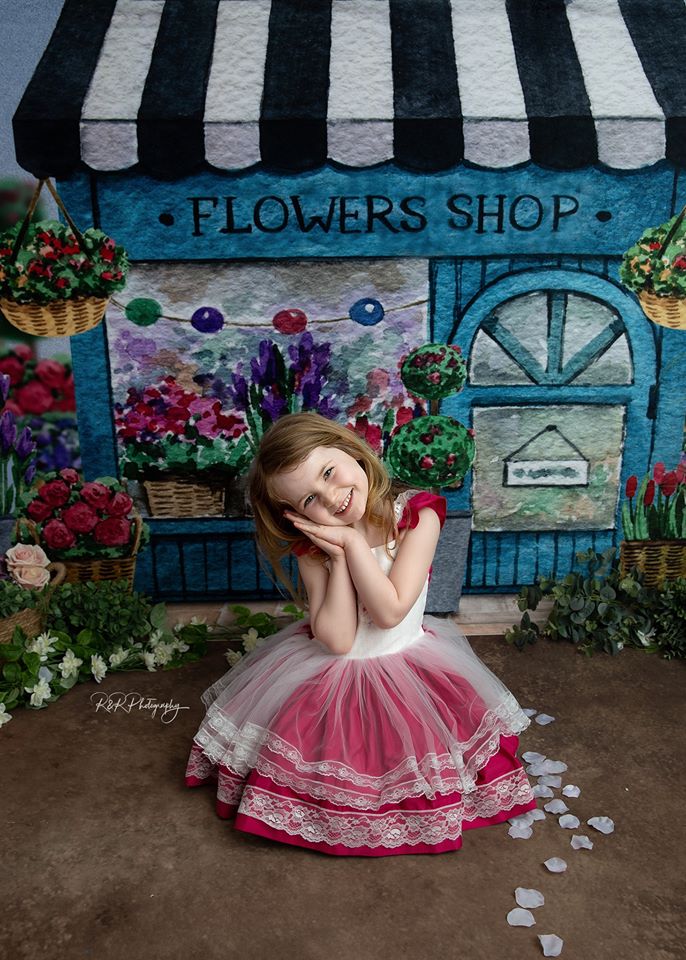 Kate Frühling Blumen Geschäft Hintergrund entworfen von Claire Photography