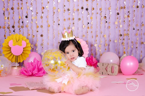 Kate Lila goldene Punkte Kinder Hintergrund Geburtstag für die Fotografie von Lisa B - Kate Backdrop.de