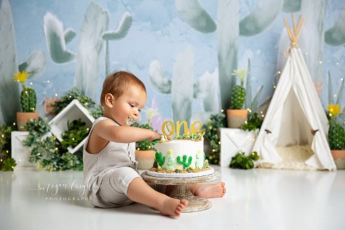 Kate Kaktus Frühling Kinder Hintergrund entworfen von Megan Leigh Photography - Kate Backdrop.de