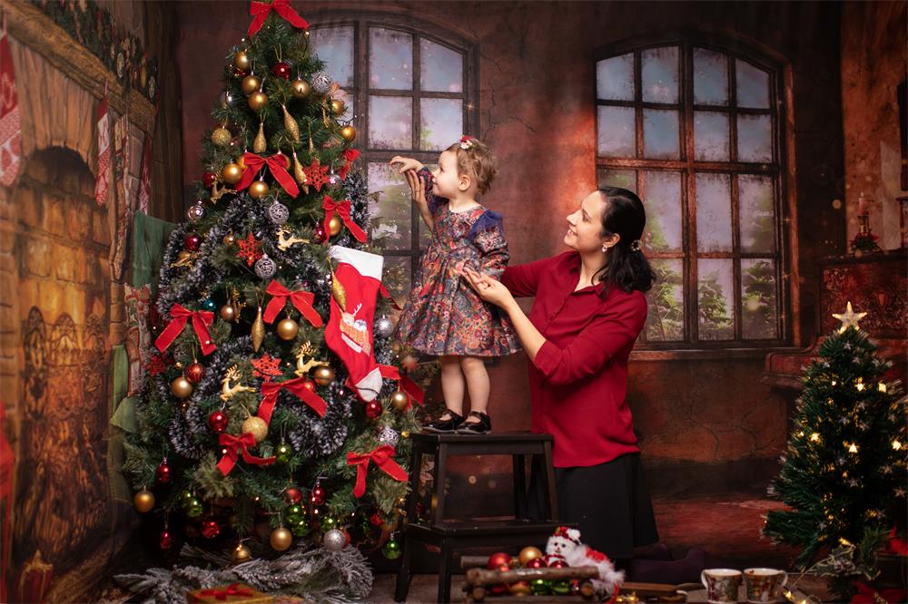 Kate Weihnachten baum Fotografie Hintergrund Klavier Foto Hintergrund