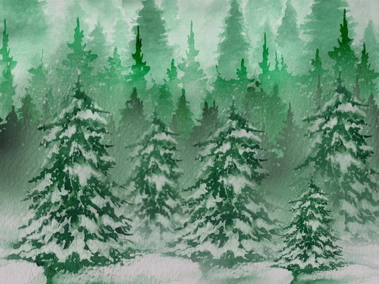 Kate-Weihnachtsgrün-Kiefer-Schnee-Bauernhof-Hintergrund entworfen von Jerry_Sina