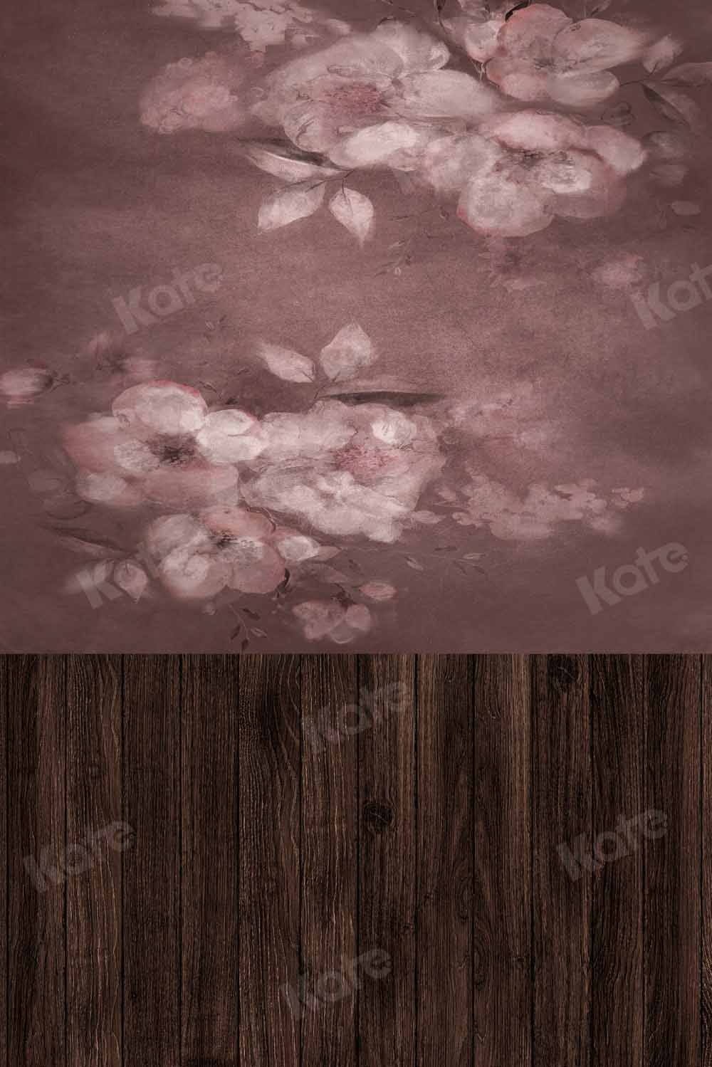 Kate Kombibackdrop Blumen Braun Holz  Mädchen Hintergrund