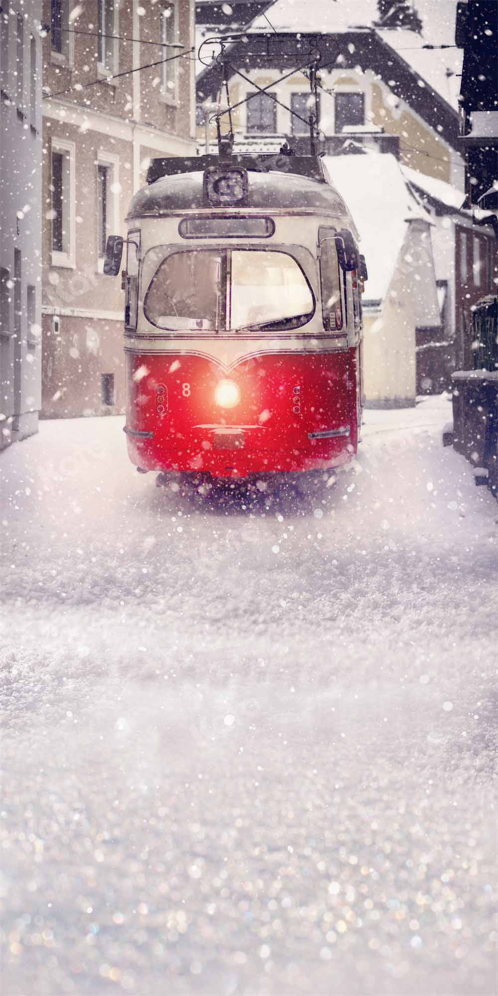 Kate Kombibackdrop Weihnachten Schnee rot Hintergrund