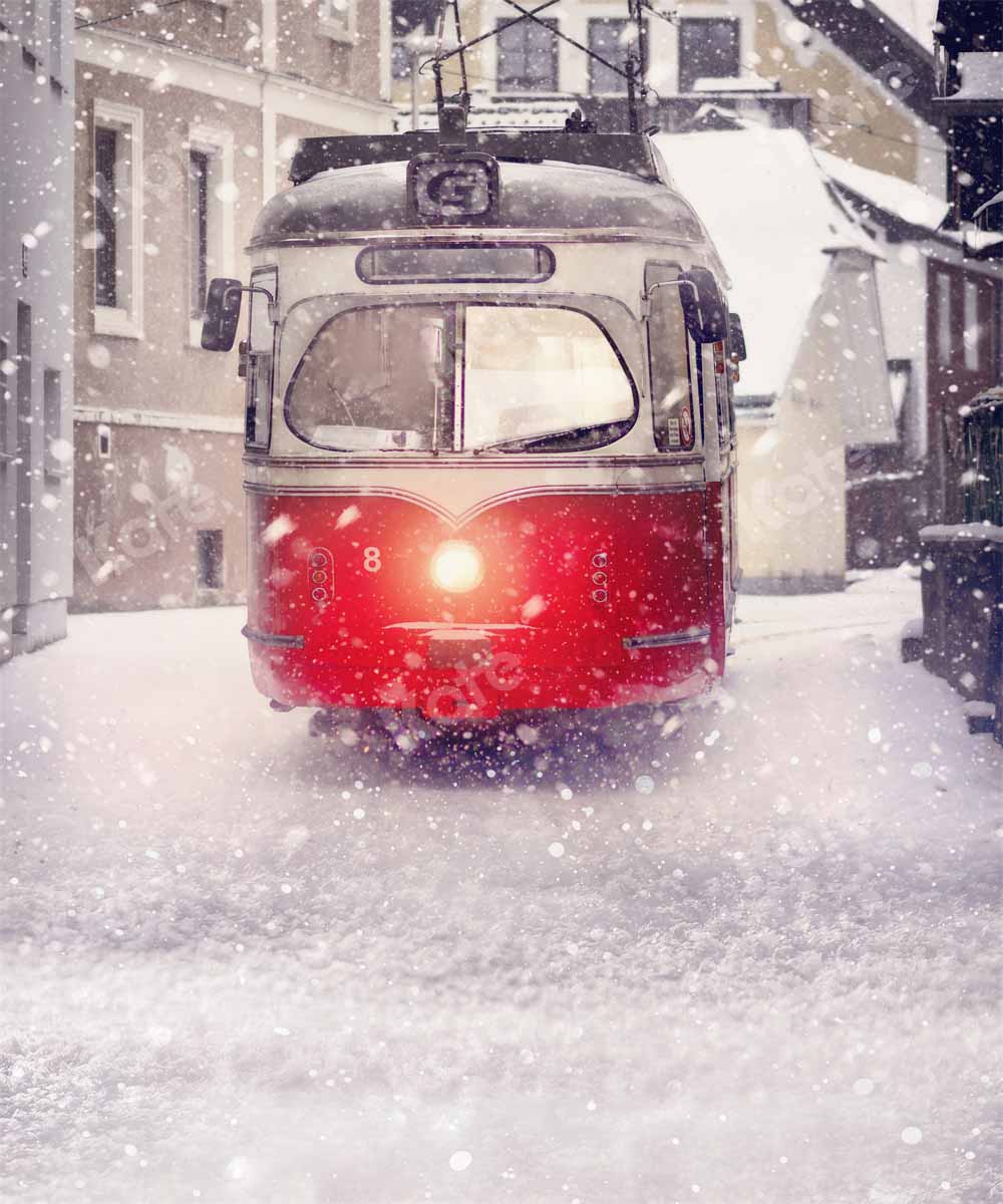 Kate Kombibackdrop Weihnachten Schnee rot Hintergrund